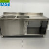 RVS Spoeltafel Dubbele Spoelbakken 2 schuifdeuren Premium-line 180 cm Horeca - Afbeelding 5