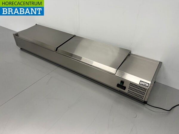 HCB RVS Opzetvitrine Opzet koelvitrine saladière 8 x 1/3 GN 180 cm Horeca - Afbeelding 2