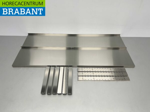 RVS Dubbel wandschap schap 180 x 40 cm Horeca