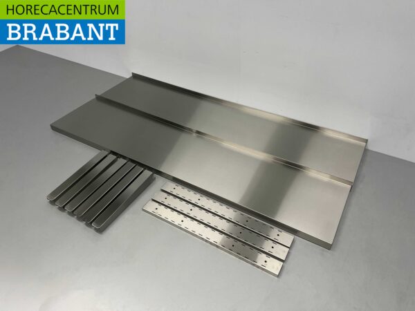 RVS Dubbel wandschap schap 180 x 40 cm Horeca - Afbeelding 2