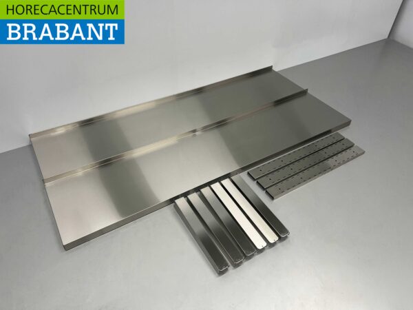 RVS Dubbel wandschap schap 180 x 40 cm Horeca - Afbeelding 3