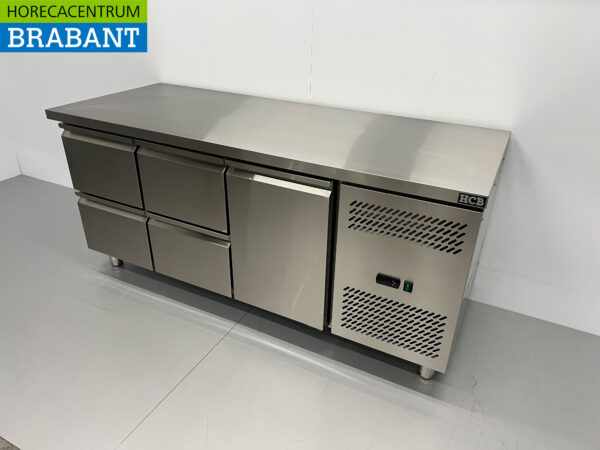 HCB RVS Koelwerkbank 4 laden en 1 deur 179,5 cm 230V Horeca - Afbeelding 2