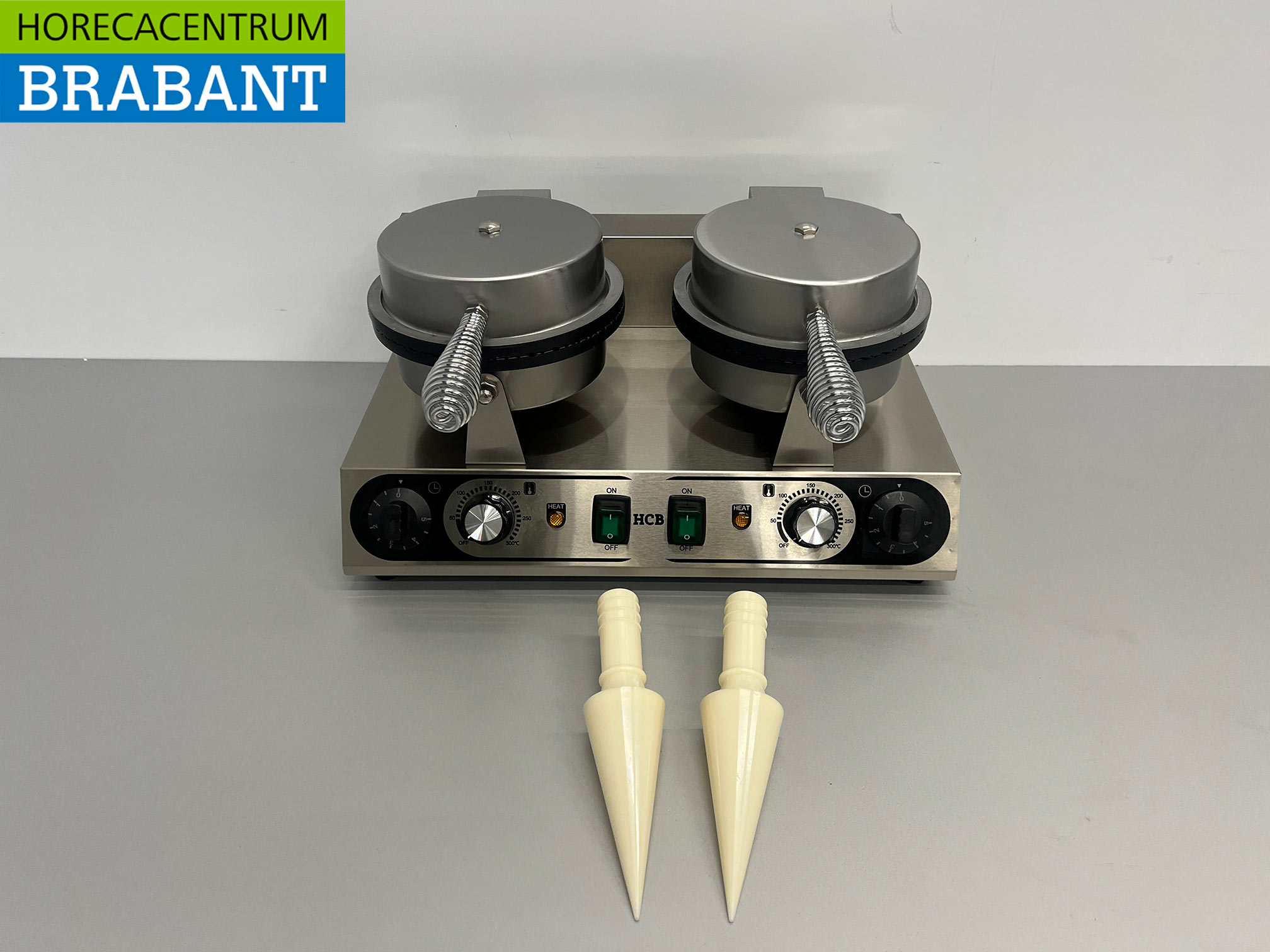 RVS Dubbel Wafelijzer met timer stroopwafel ijshoorn 230V Horeca