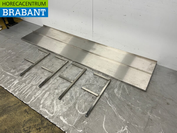 RVS Dubbel Wandschap Schap 230 x 30 cm Horeca - Afbeelding 2