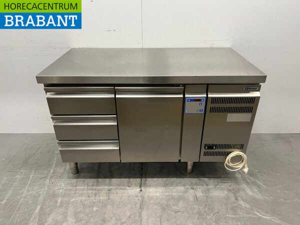 RVS Gram Koelwerkbank 1 deur en 3 laden 136,5 cm 230V Horeca