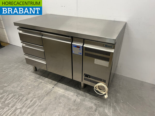 RVS Gram Koelwerkbank 1 deur en 3 laden 136,5 cm 230V Horeca - Afbeelding 2
