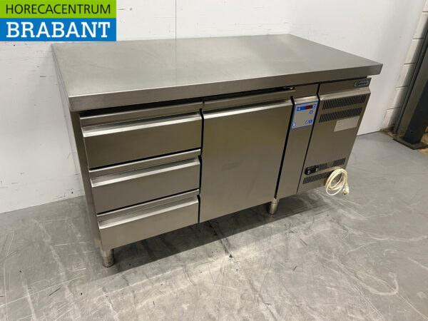 RVS Gram Koelwerkbank 1 deur en 3 laden 136,5 cm 230V Horeca - Afbeelding 3