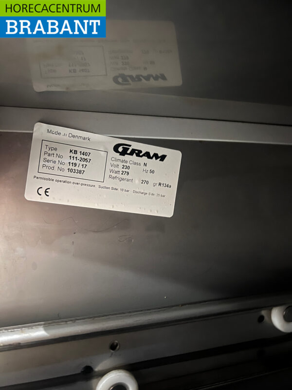 RVS Gram Koelwerkbank 1 deur en 3 laden 136,5 cm 230V Horeca - Afbeelding 5