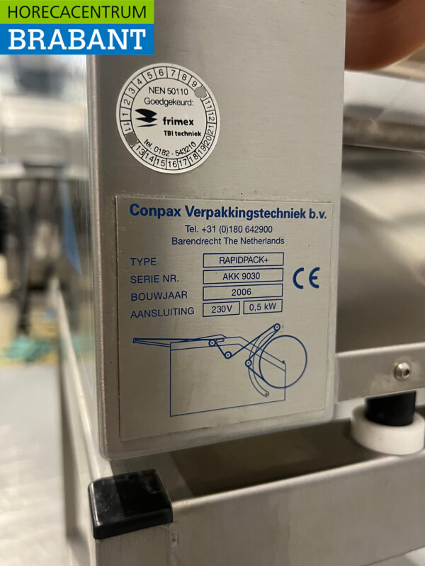 RVS Conpax Rapidpack+ Vleeswareninpakmachine Inpakmachine 230V Slagerij Horeca - Afbeelding 8