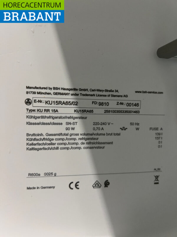 Siemens Inbouw Inbouwkoeling Koeling 139 liter 230V Horeca - Afbeelding 5