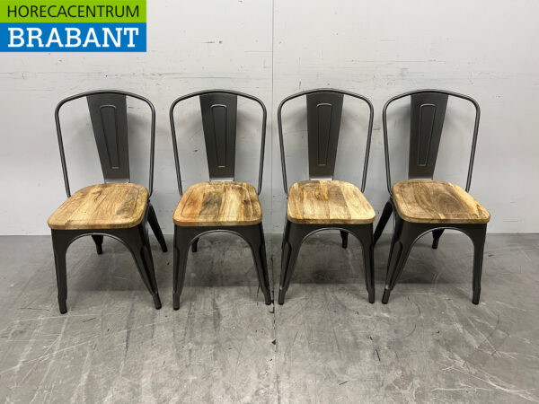 Bolero set van 4 stoelen met houten zitting Horeca