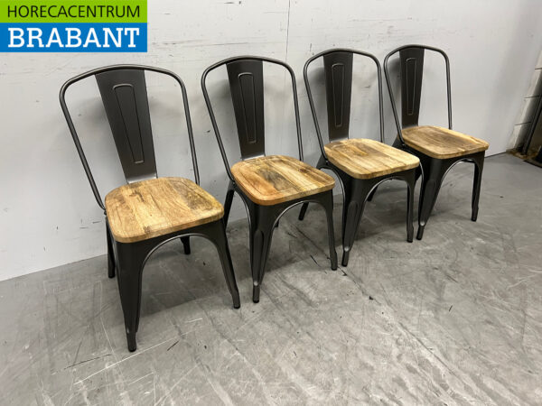 Bolero set van 4 stoelen met houten zitting Horeca - Afbeelding 3