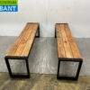 Bolero set van 2 stalen banken met houten zitting Horeca