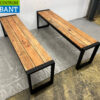 Bolero set van 2 stalen banken met houten zitting Horeca - Afbeelding 2