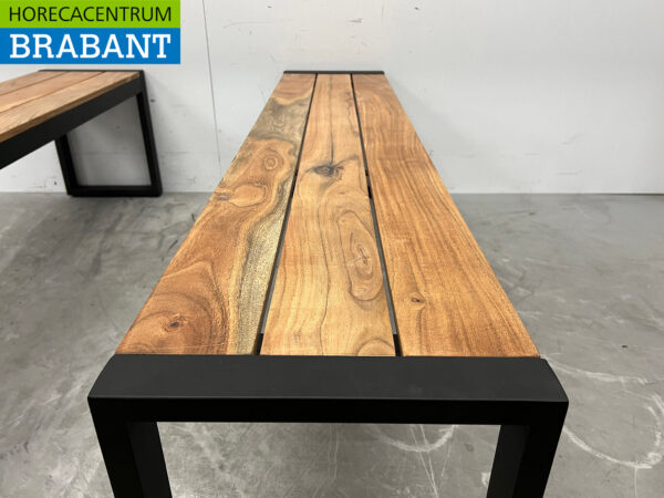Bolero set van 2 stalen banken met houten zitting Horeca - Afbeelding 4