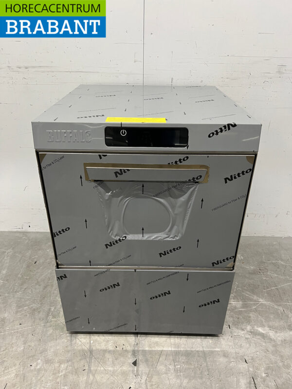 RVS Buffalo Vaatwasser met afvoerpomp en glans- en spoelmiddeldispenser 400V Horeca
