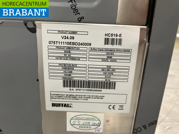 RVS Buffalo Vaatwasser met afvoerpomp en glans- en spoelmiddeldispenser 400V Horeca - Afbeelding 7