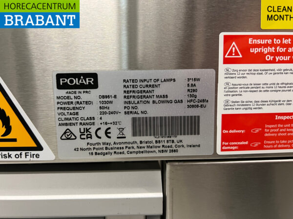Polar Koelvitrine Gebaksvitrine 385 liter 230V Horeca - Afbeelding 7