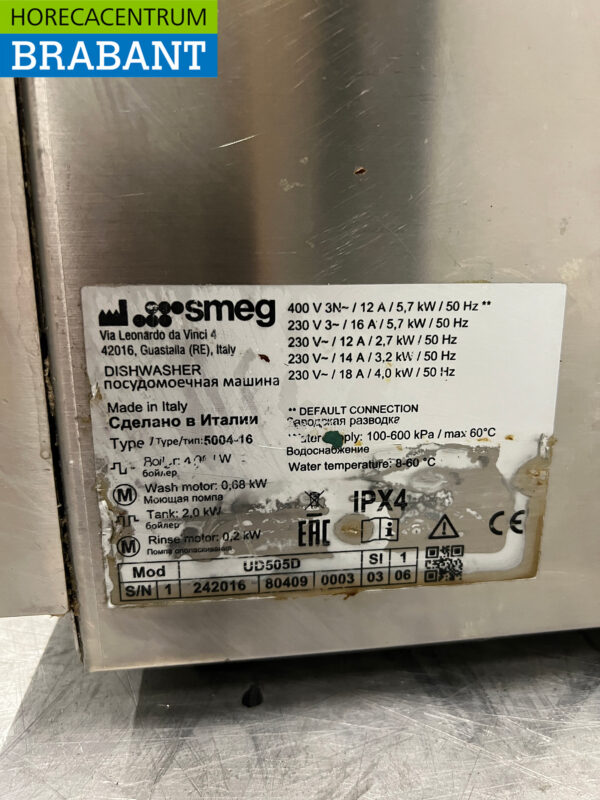 RVS Smeg UD505D Vaatwasser met afvoerpomp 400V Horeca - Afbeelding 6