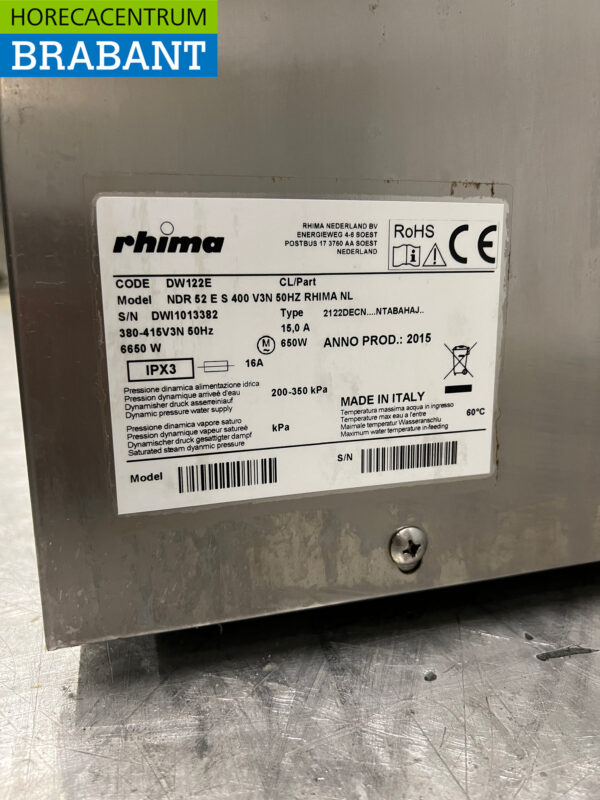RVS Rhima DR52 Vaatwasser 400V Horeca - Afbeelding 7