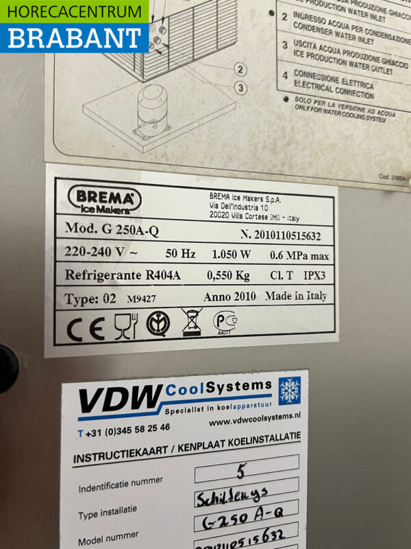 RVS Brema G 250A Q Schilferijsmachine 250 kg per dag 230V Horeca - Afbeelding 4