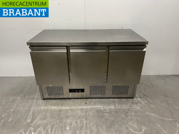 RVS Saro Koelwerkbank 3 deuren 136 cm 230V Horeca
