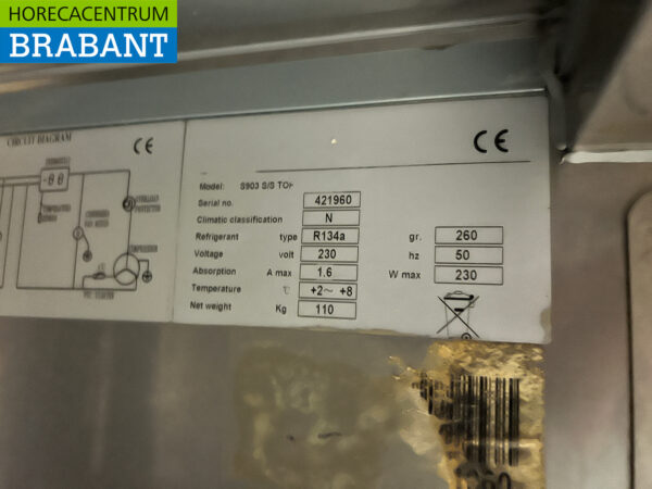 RVS Saro Koelwerkbank 3 deuren 136 cm 230V Horeca - Afbeelding 5