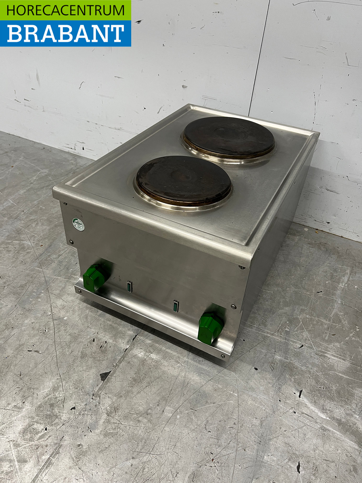 RVS 2 pits elektrisch fornuis kookplaat 40 cm 400V Horeca - Afbeelding 2