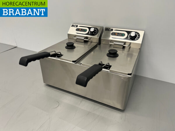 RVS HCB Dubbele Friteuse Frituur 2 x 8 liter 230V Horeca - Afbeelding 2