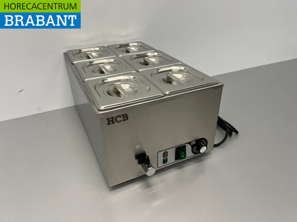 RVS HCB Bain marie 6 x 1/6 GN 230V Horeca - Afbeelding 2