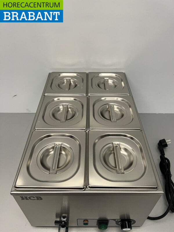 RVS HCB Bain marie 6 x 1/6 GN 230V Horeca - Afbeelding 4
