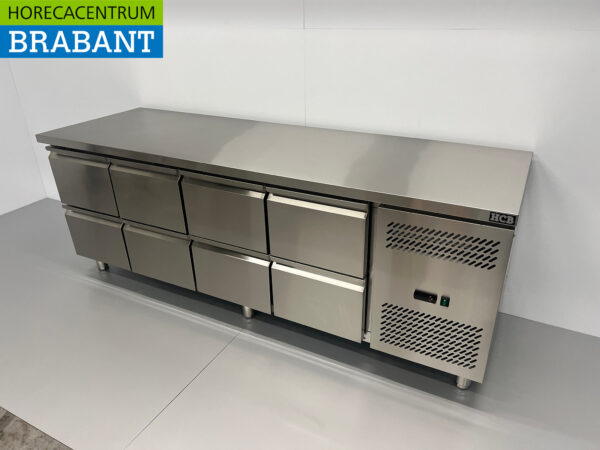 RVS HCB Koelwerkbank 8 lades 223 cm 230V Horeca - Afbeelding 2