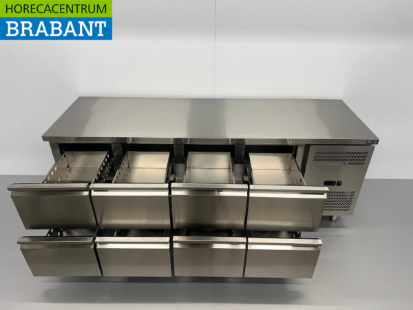 RVS HCB Koelwerkbank 8 lades 223 cm 230V Horeca - Afbeelding 4
