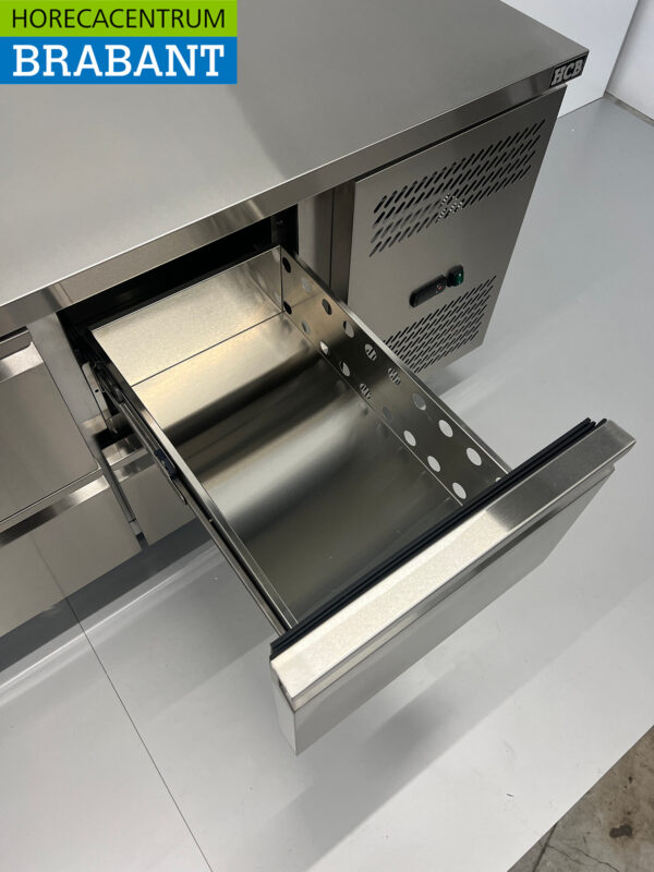 RVS HCB Koelwerkbank 8 lades 223 cm 230V Horeca - Afbeelding 5