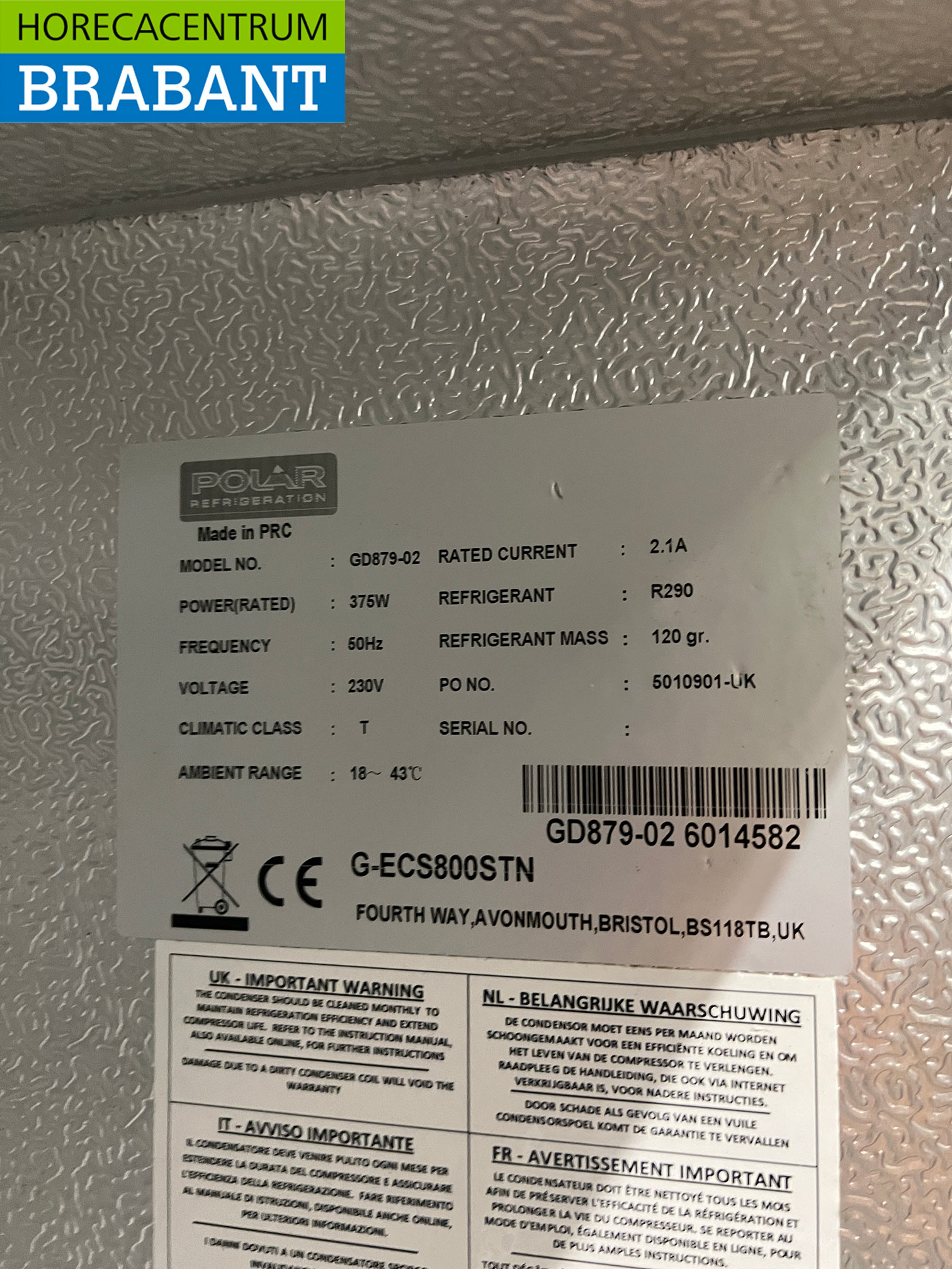 RVS Polar GD879 Dubbeldeurs 2-deurs Koeling Koelkast 960 liter 230V Horeca - Afbeelding 5