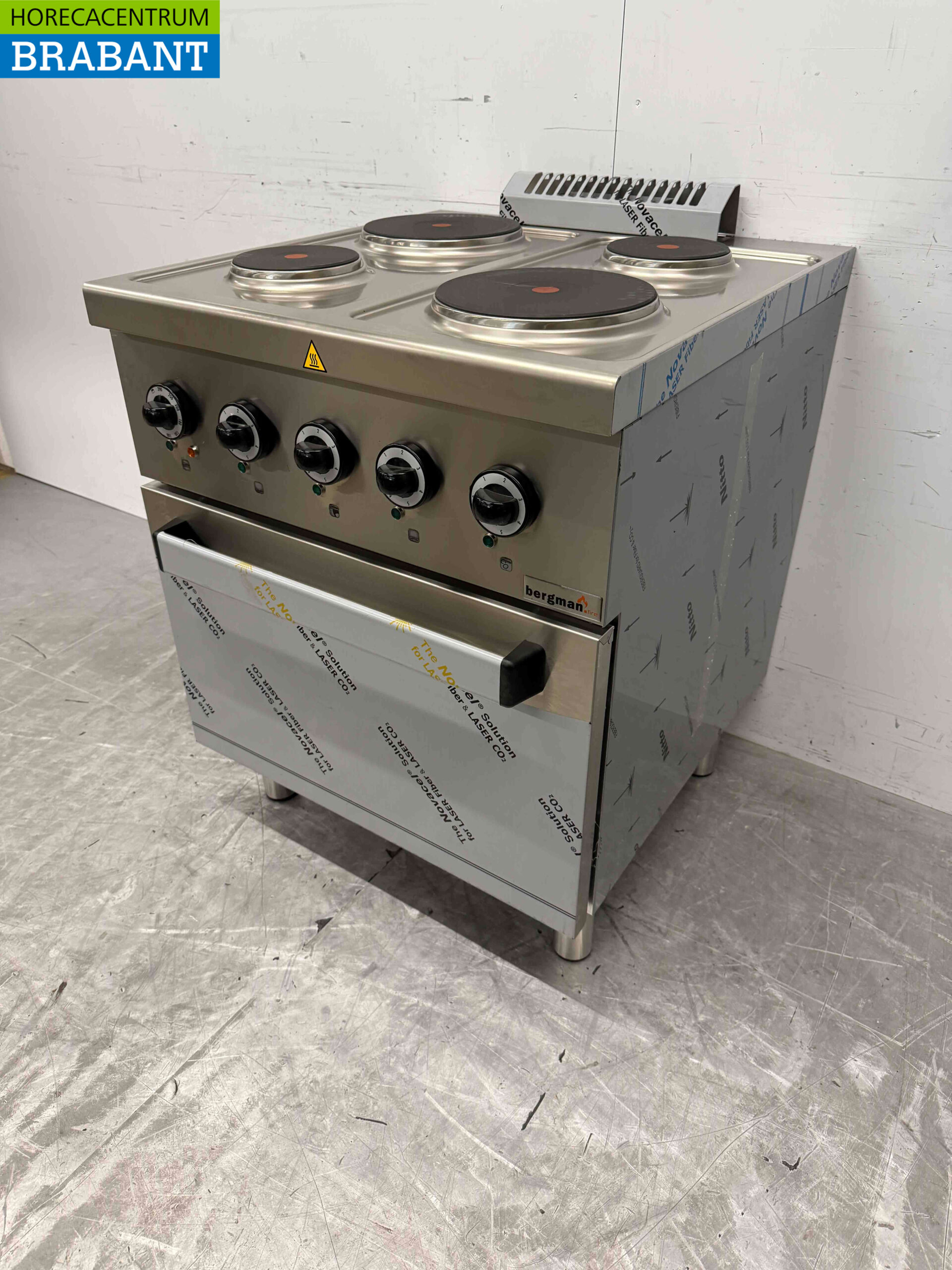 RVS MBM 4 pits elektrisch fornuis kookplaat met oven 70 cm 400V Horeca - Afbeelding 3