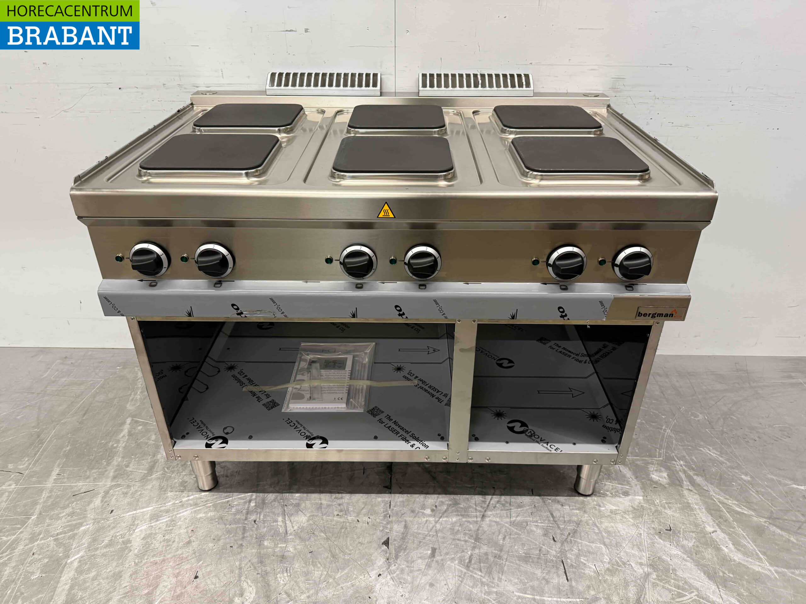 RVS MBM 6 pits elektrisch fornuis kookplaat met open onderstel 110 cm 400V Horeca