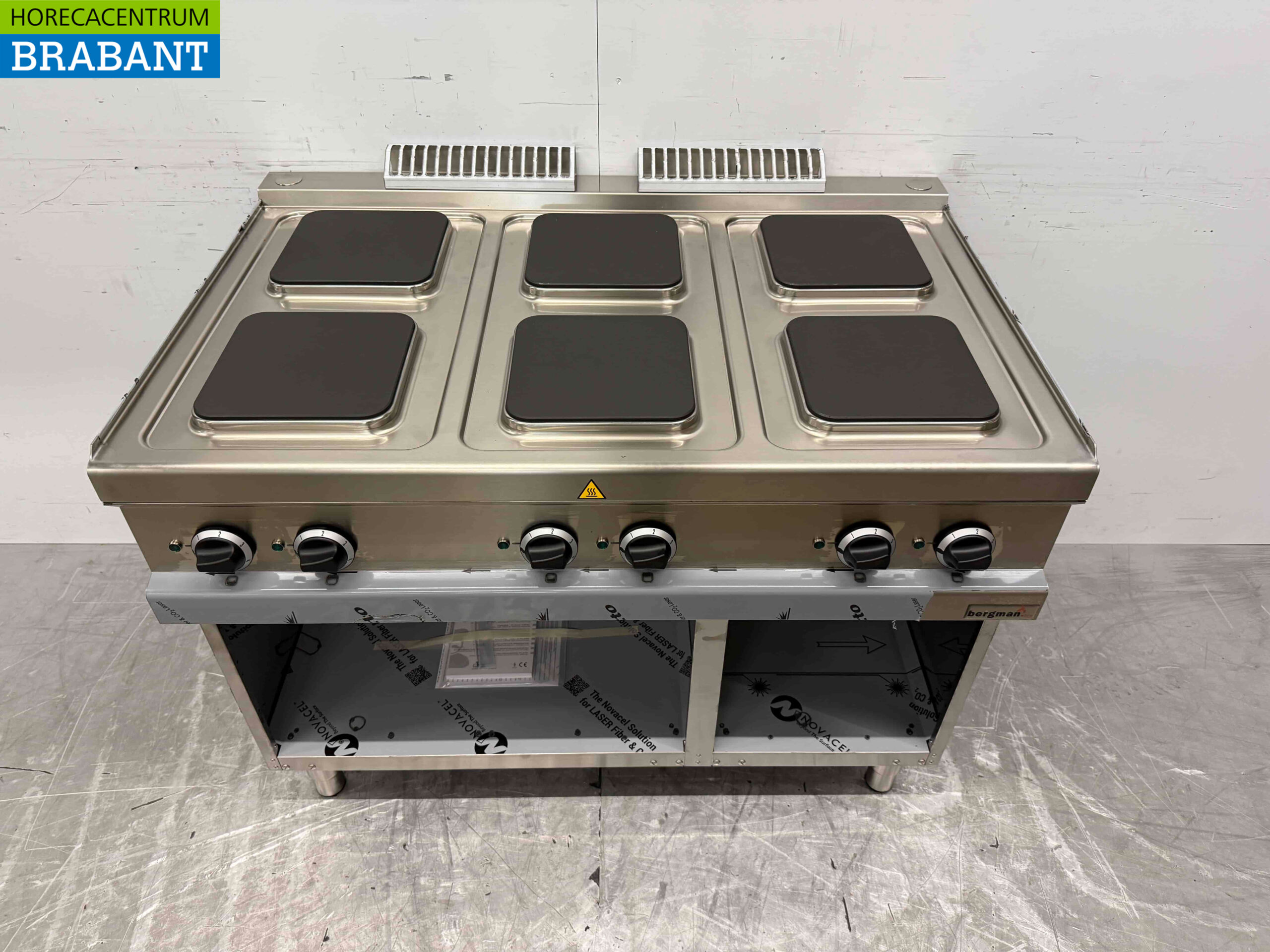 RVS MBM 6 pits elektrisch fornuis kookplaat met open onderstel 110 cm 400V Horeca - Afbeelding 2