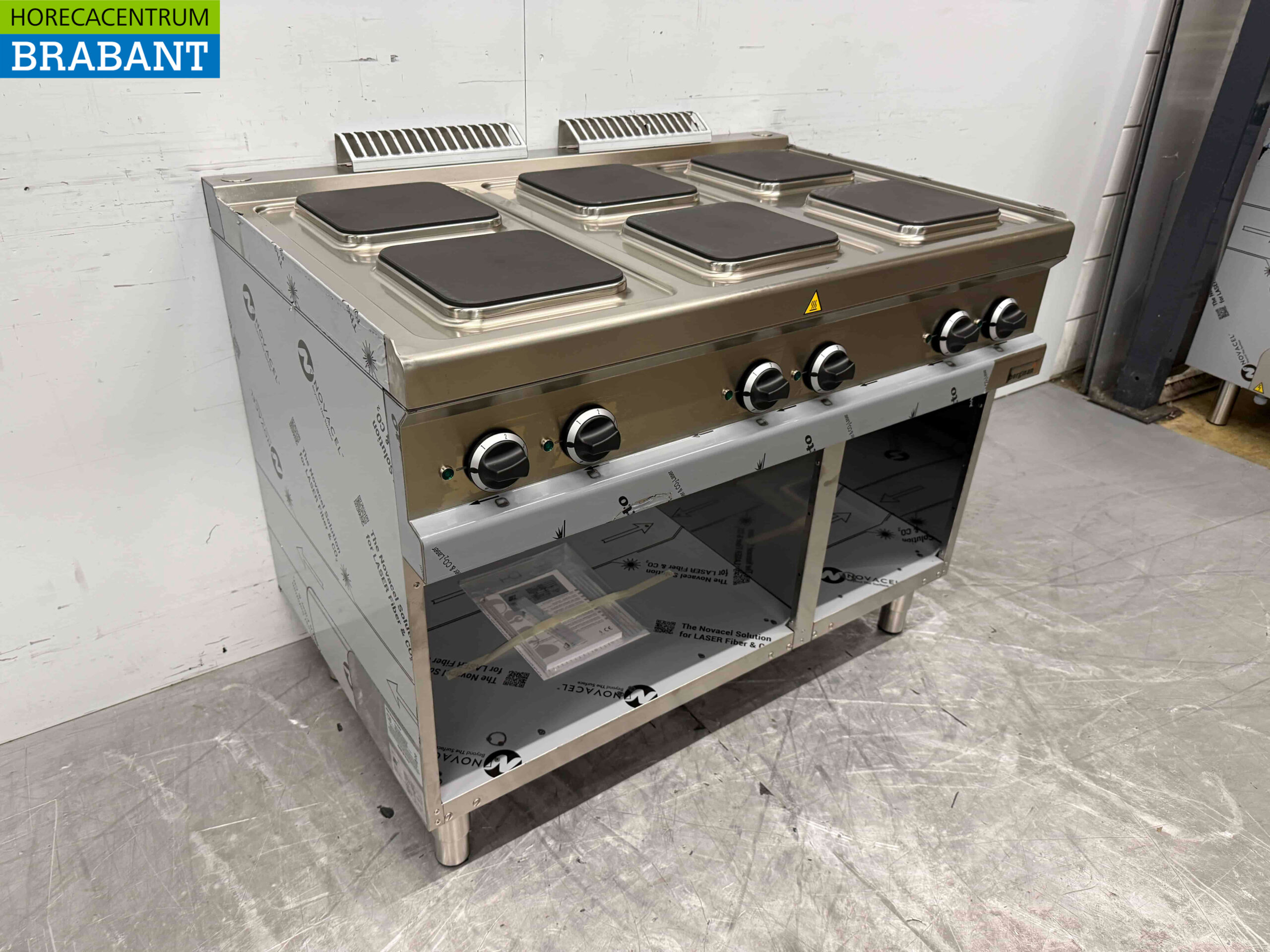 RVS MBM 6 pits elektrisch fornuis kookplaat met open onderstel 110 cm 400V Horeca - Afbeelding 4