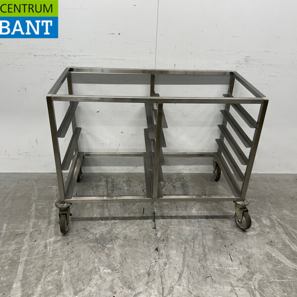 RVS Regaalwagen voor 8 waskratten van 50 x 50 cm Horeca