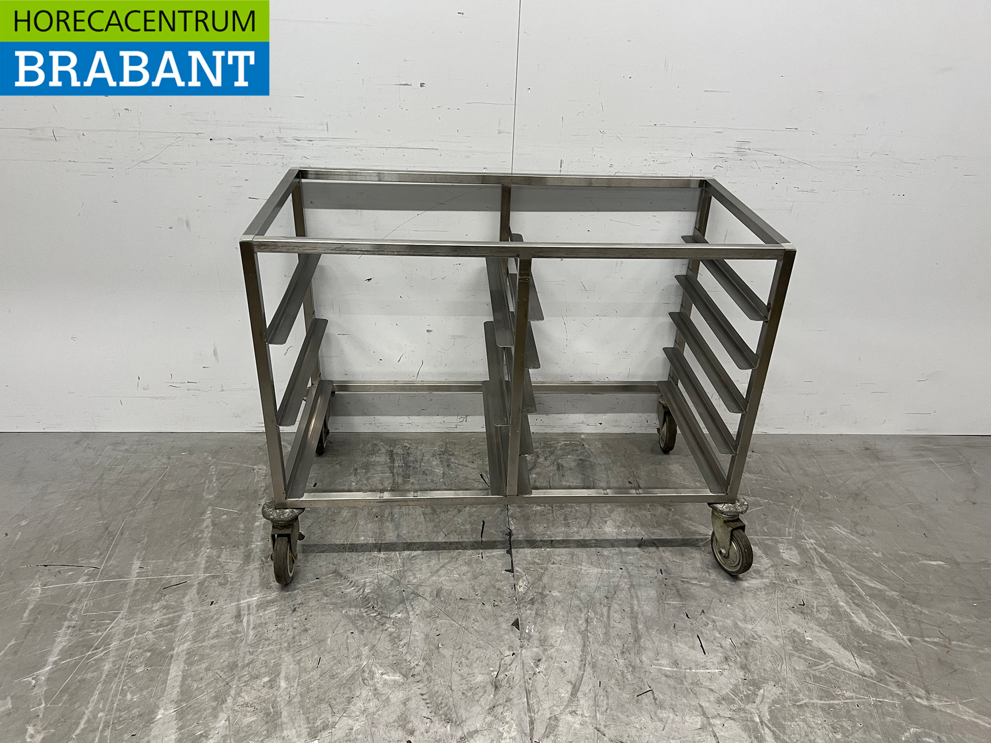 RVS Regaalwagen voor 8 waskratten van 50 x 50 cm Horeca