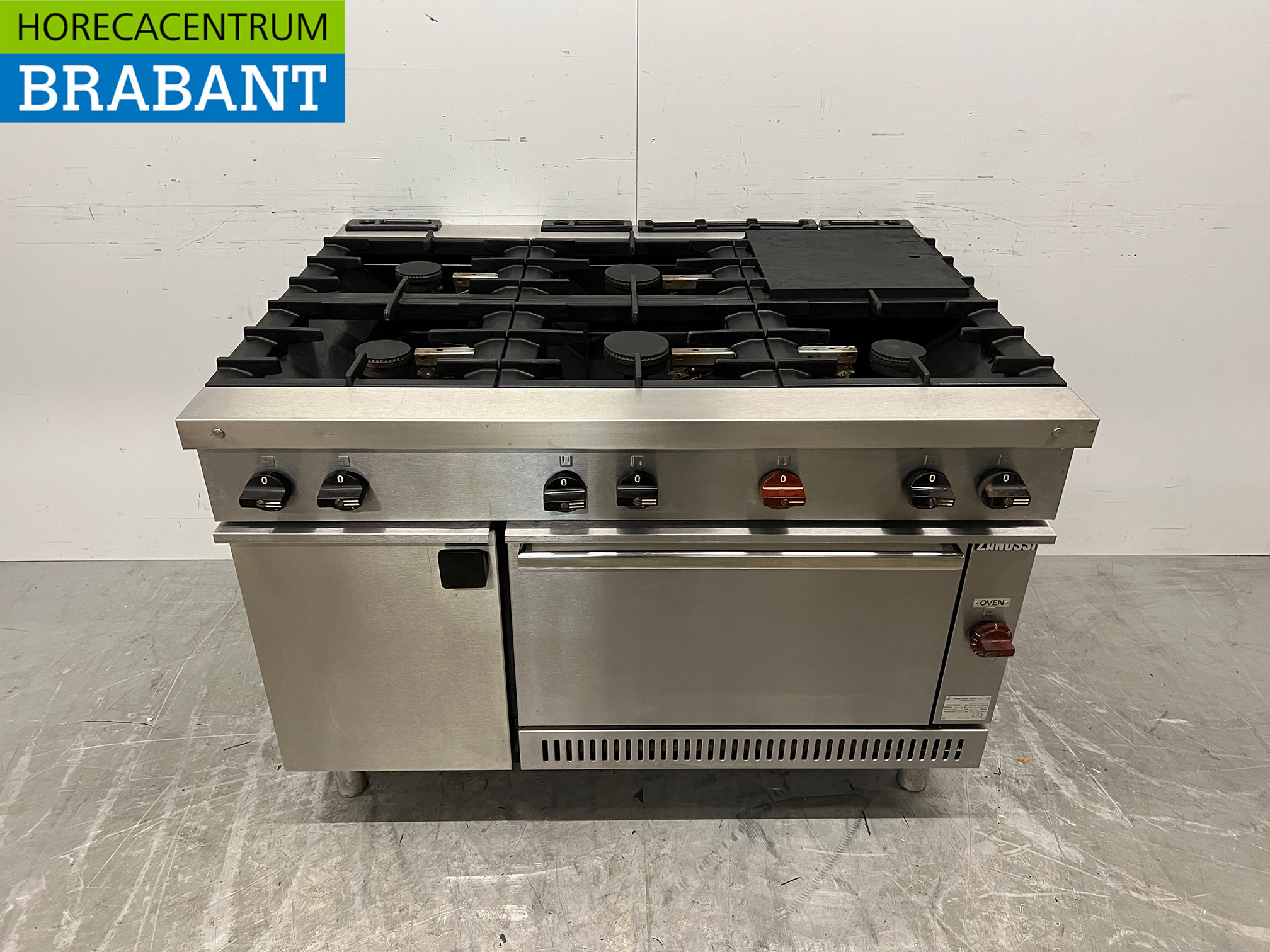 RVS Zanussi 6 pits fornuis met oven en warmhoudkast GAS Horeca