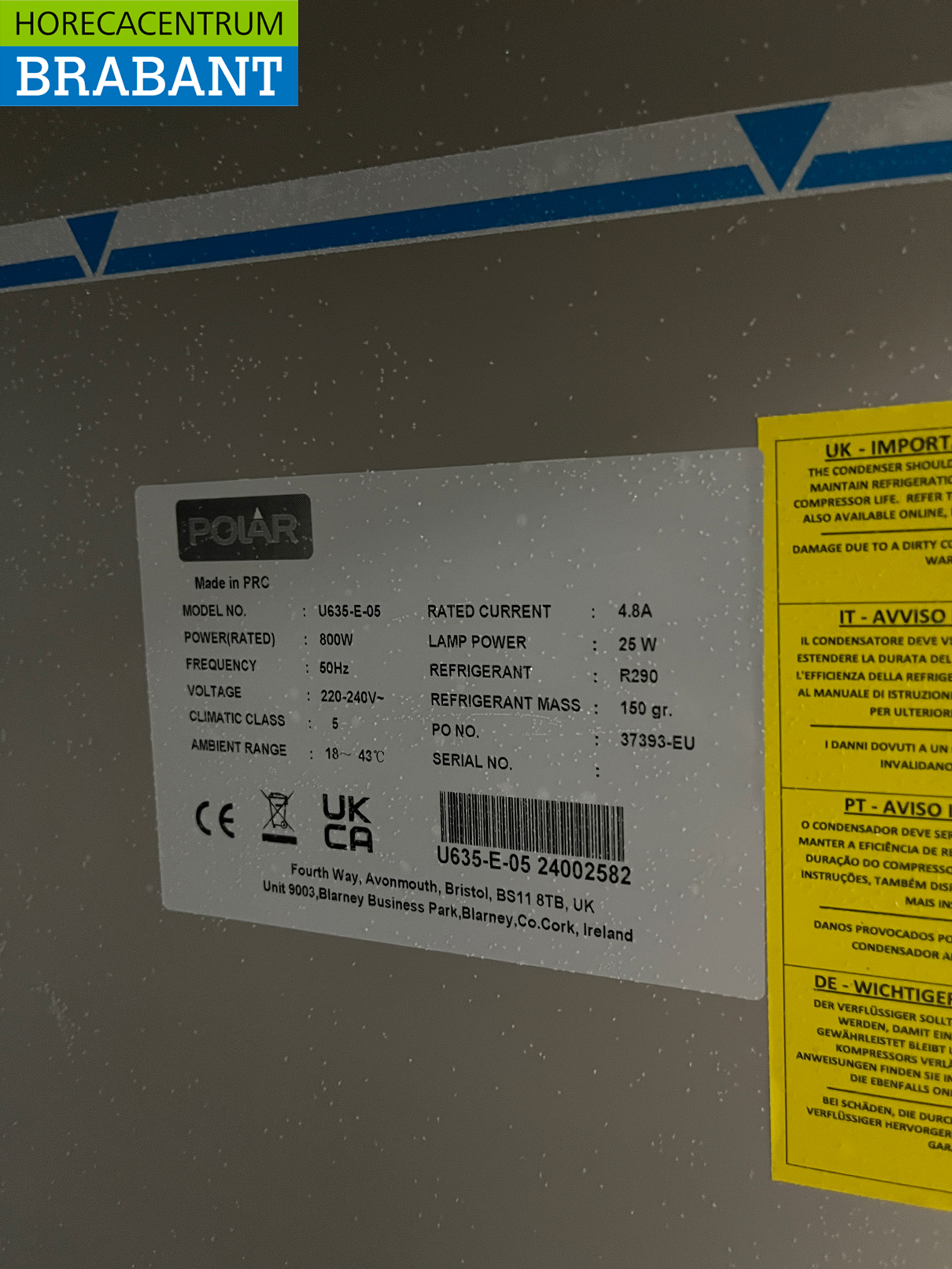 RVS Polar U635 Dubbeldeurs 2-deurs Vriezer Vrieskast 1300 liter 230V Horeca - Afbeelding 5