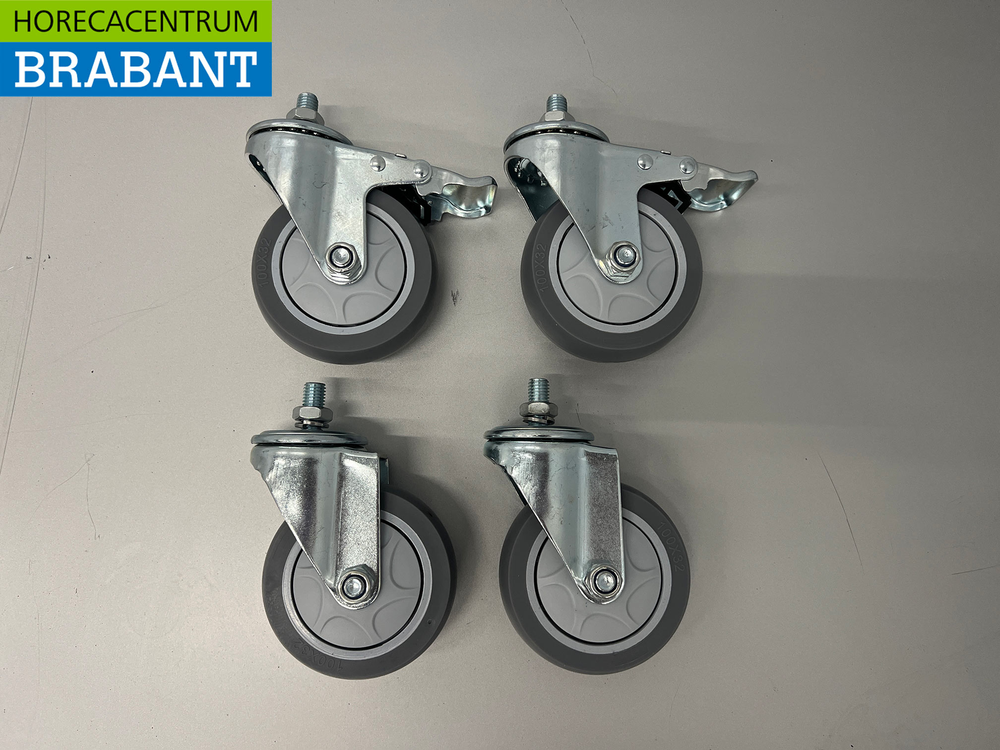 HCB Wielenset van 4 wielen voor pizzaonderstel Horeca