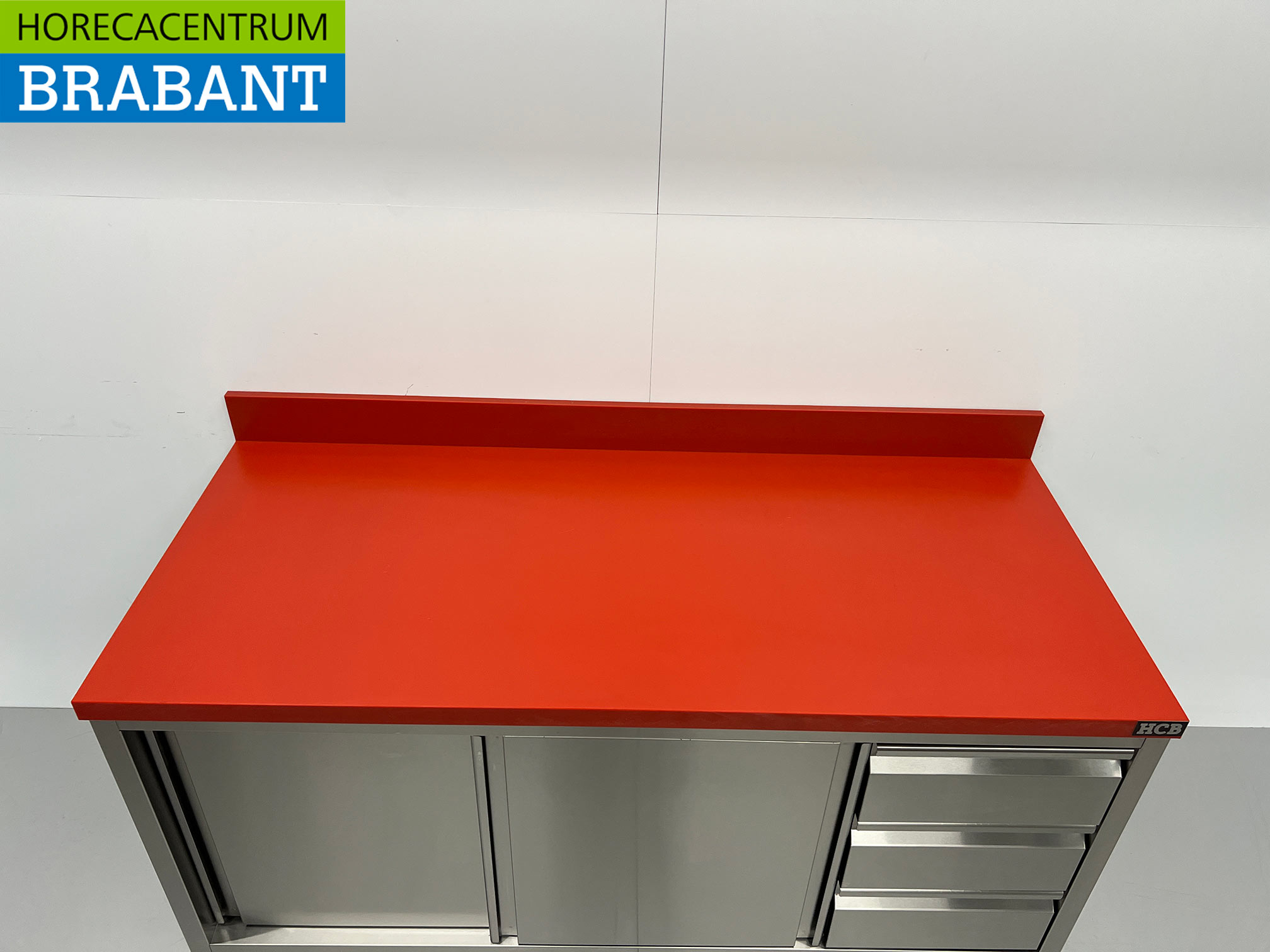 HCB RVS Polyethyleen PE Werkkast Kast Snijtafel Premium-line 2 schuifdeuren 3 laden 160 cm Horeca Slagerij - Afbeelding 4