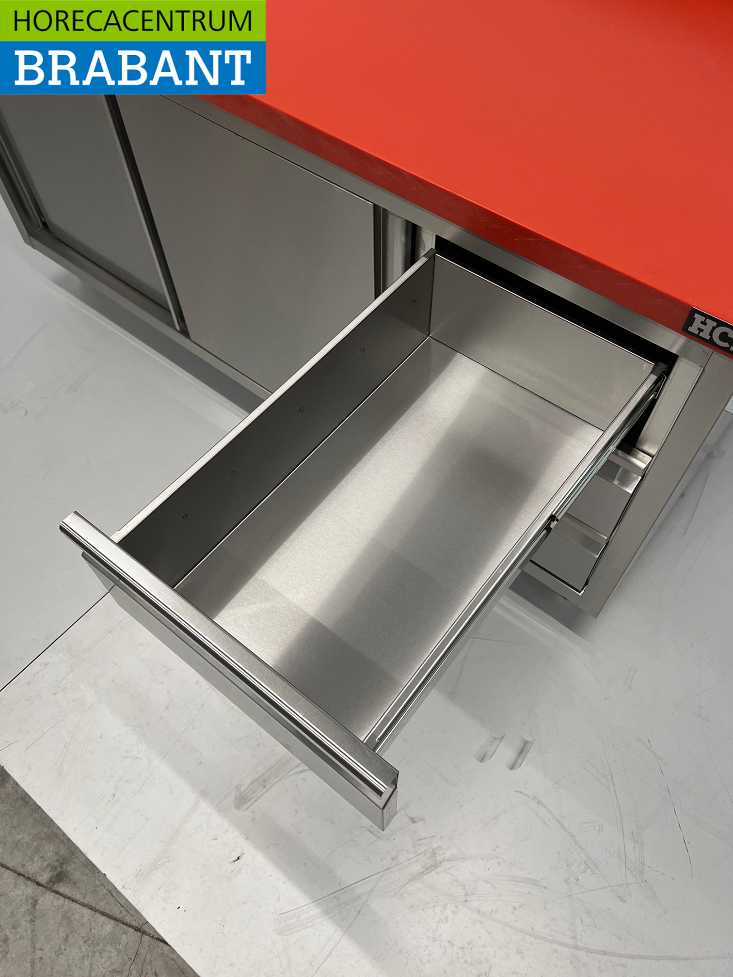 HCB RVS Polyethyleen PE Werkkast Kast Snijtafel Premium-line 2 schuifdeuren 3 laden 160 cm Horeca Slagerij - Afbeelding 6