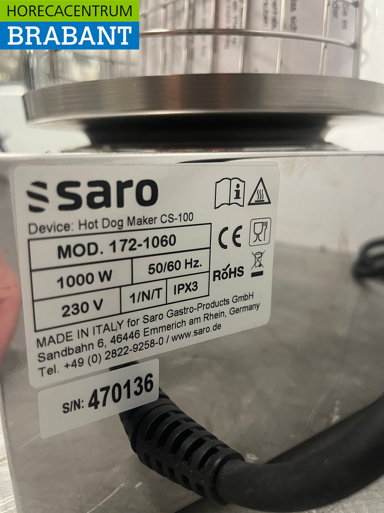 RVS Saro Worstenkoker Hotdogwarmer 230V Horeca - Afbeelding 5