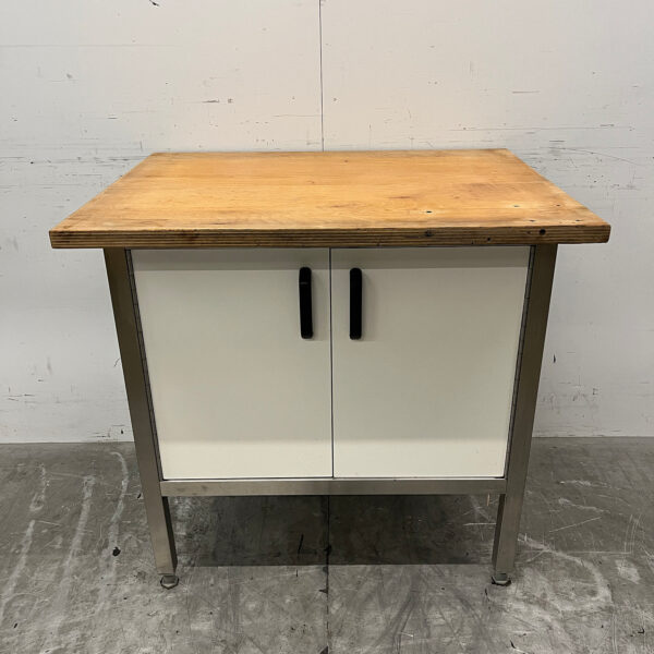 RVS Werkkast Werktafel 90,5 cm 2 Klapdeuren Horeca