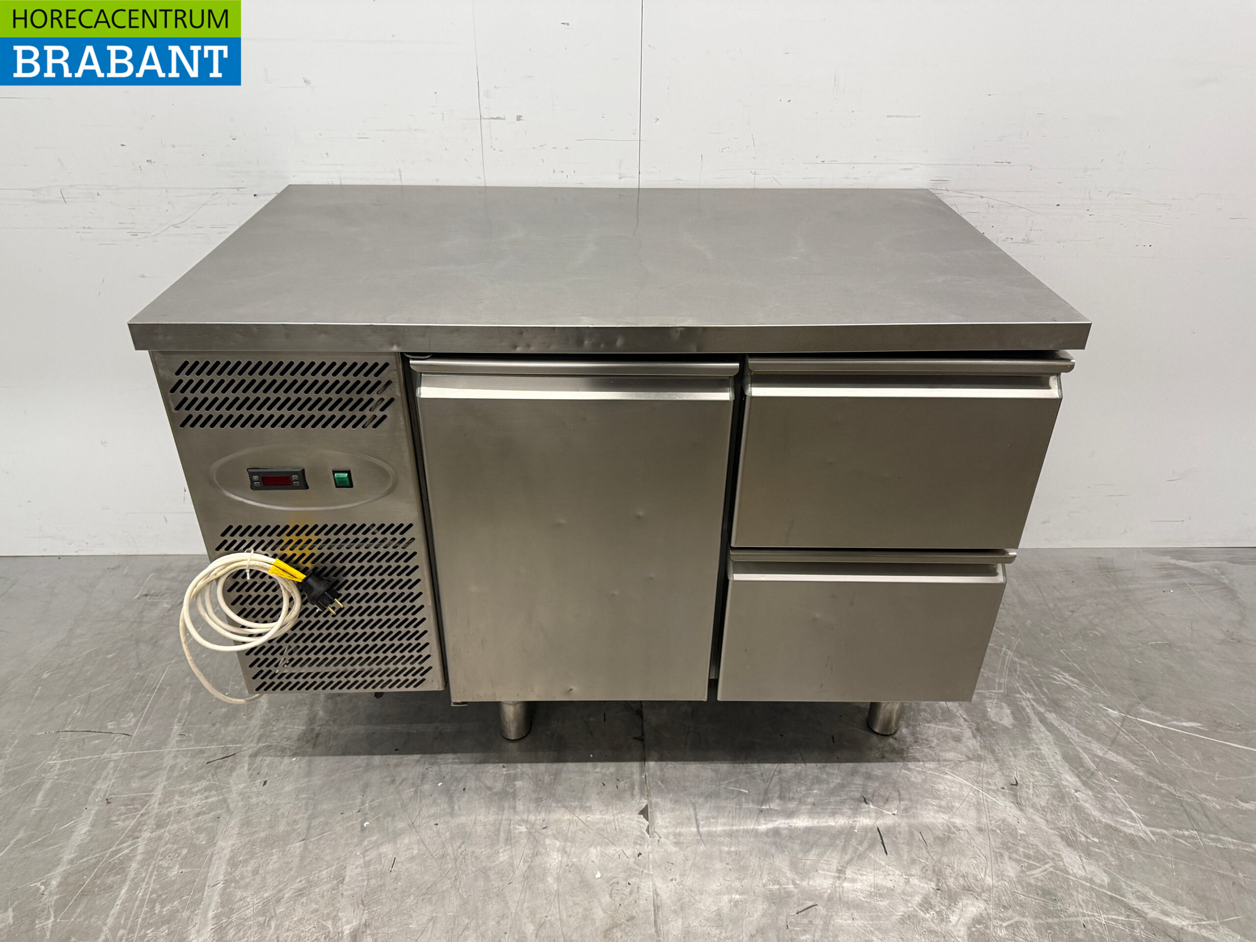 RVS Studio 54 Koelwerkbank 1 Deur 2 Laden 126 cm 230V Horeca