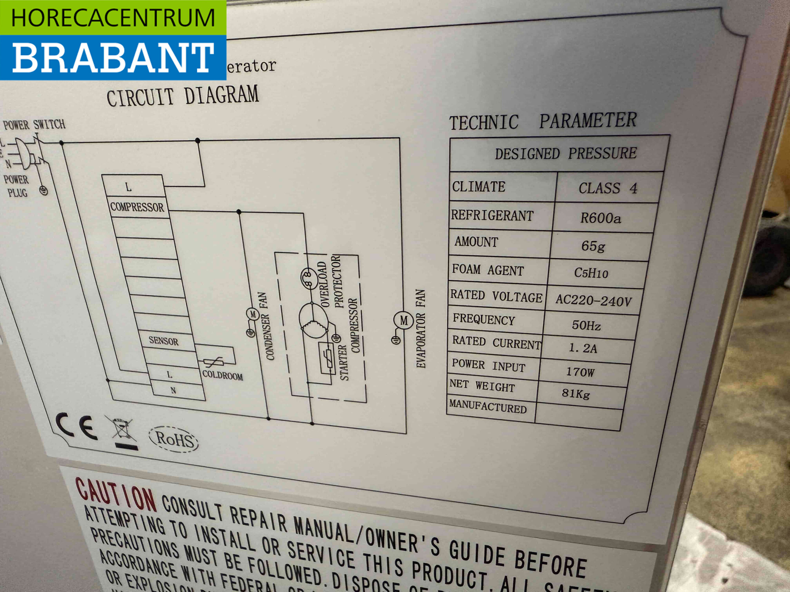 RVS Combisteel Koelwerkbank 1 deur en 2 laden 90 cm 230V Horeca - Afbeelding 6